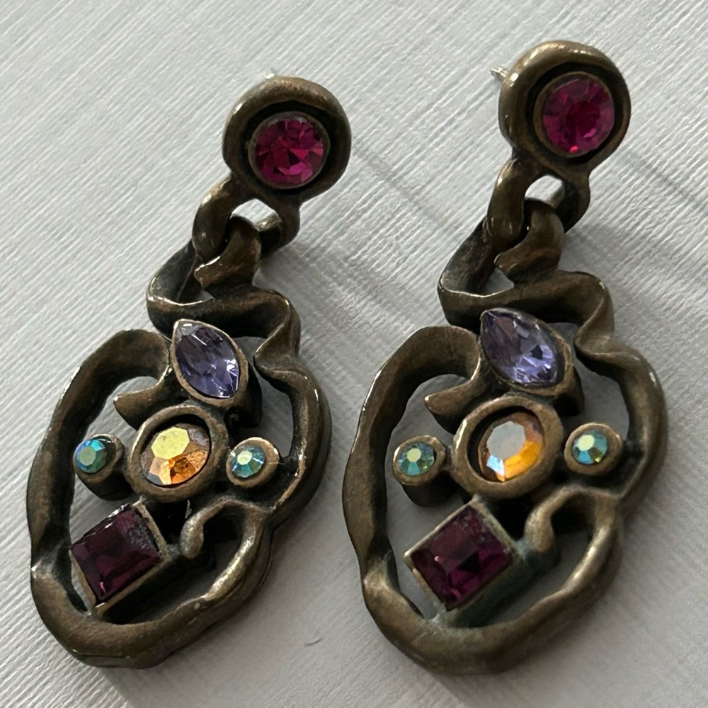 Chico’s Multi-Colored, Dangle Drop Crystal Earrin… - image 1